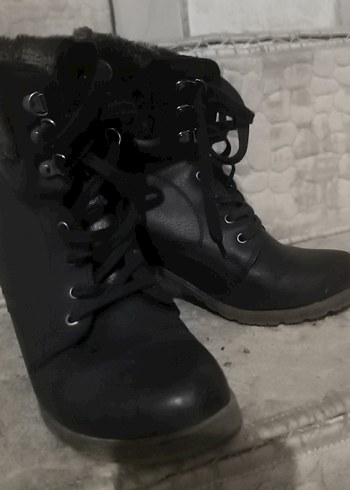 Siyah Deri Kürklü Blok Topuklu Kadın Bot - Görsel 2