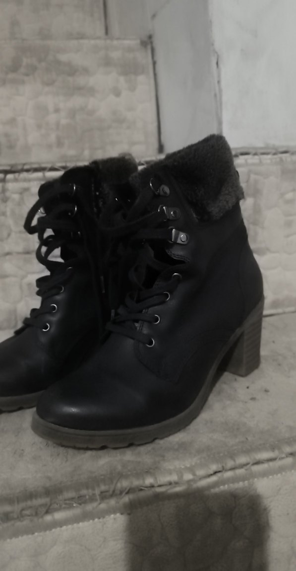 Siyah Deri Kürklü Blok Topuklu Kadın Bot - Görsel 4