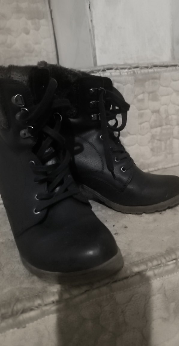 Siyah Deri Kürklü Blok Topuklu Kadın Bot - Görsel 2