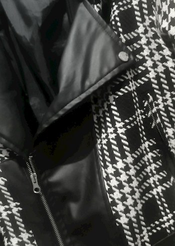 Kadın Siyah Desenli Midi Ceket - Görsel 4