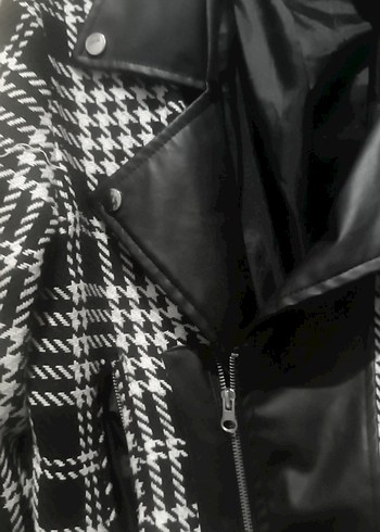 Kadın Siyah Desenli Midi Ceket - Görsel 5