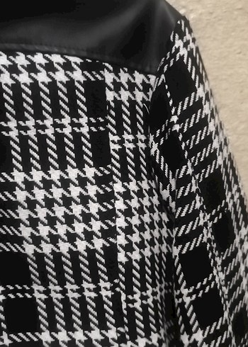 Kadın Siyah Desenli Midi Ceket - Görsel 8