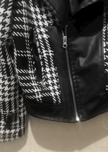 Kadın Siyah Desenli Midi Ceket - Görsel 2