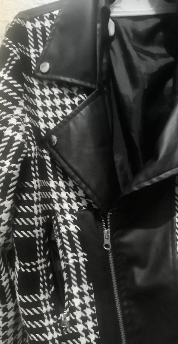 Kadın Siyah Desenli Midi Ceket - Görsel 5