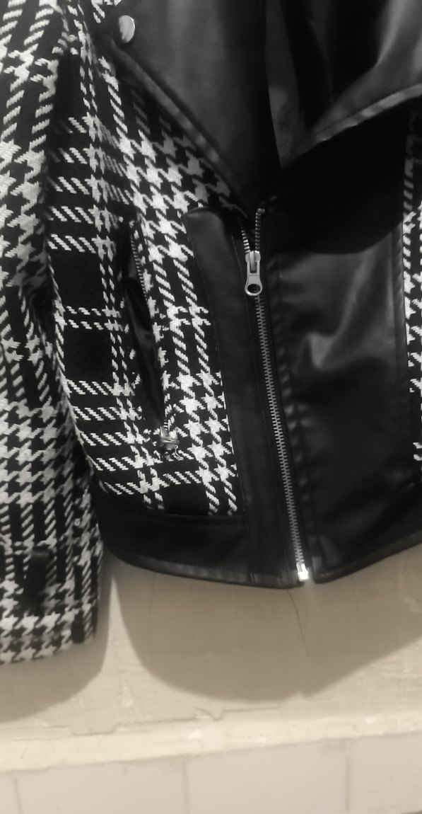 Kadın Siyah Desenli Midi Ceket - Görsel 2