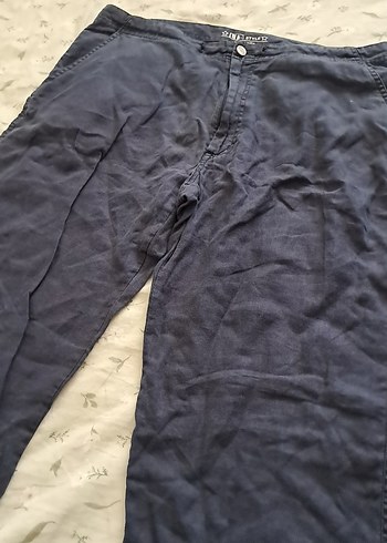 Erkek Lacivert Keten Midi Bermuda Şort - Görsel 2