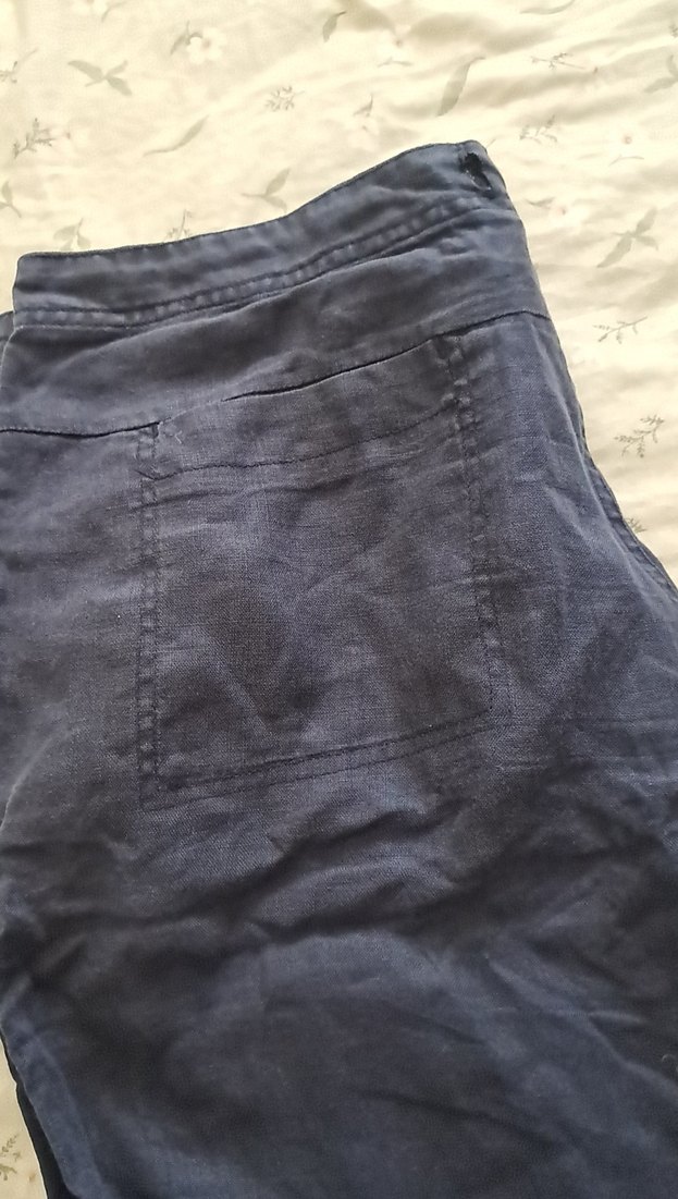 Erkek Lacivert Keten Midi Bermuda Şort - Görsel 4