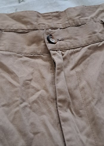 Bej Erkek Keten Şort, Rahat Kesim - Görsel 3