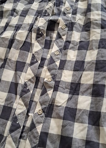 Gri Kareli Uzun Kollu Keten Gömlek - Görsel 4