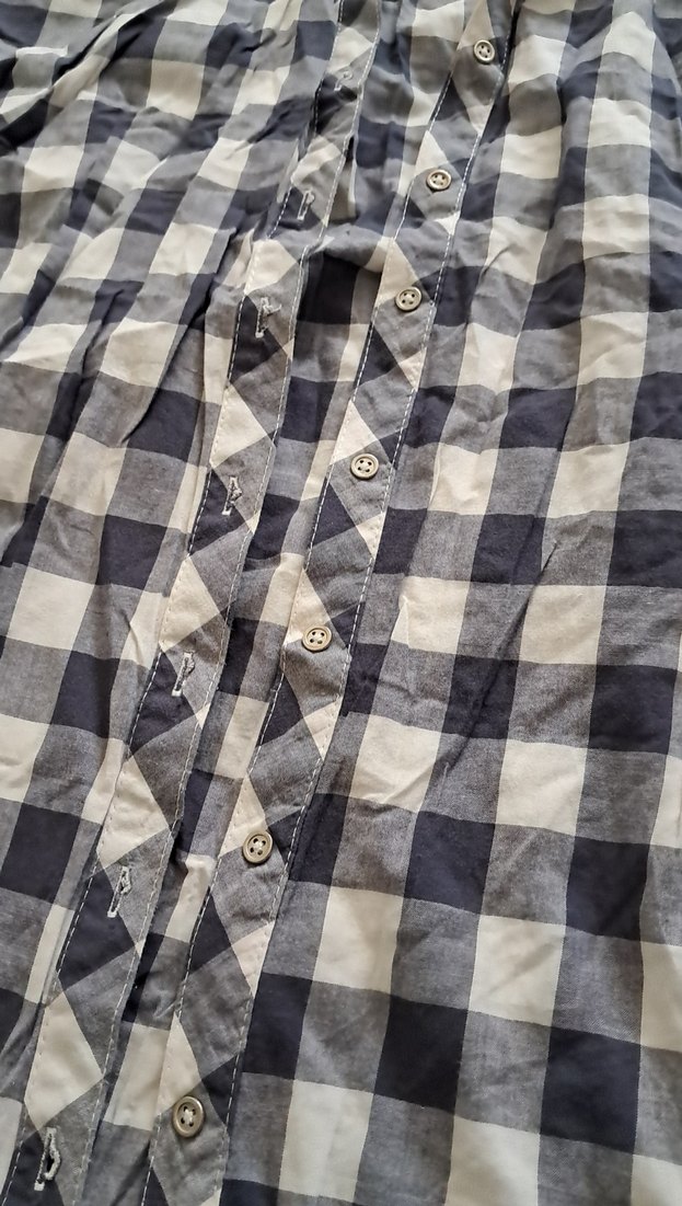 Gri Kareli Uzun Kollu Keten Gömlek - Görsel 4