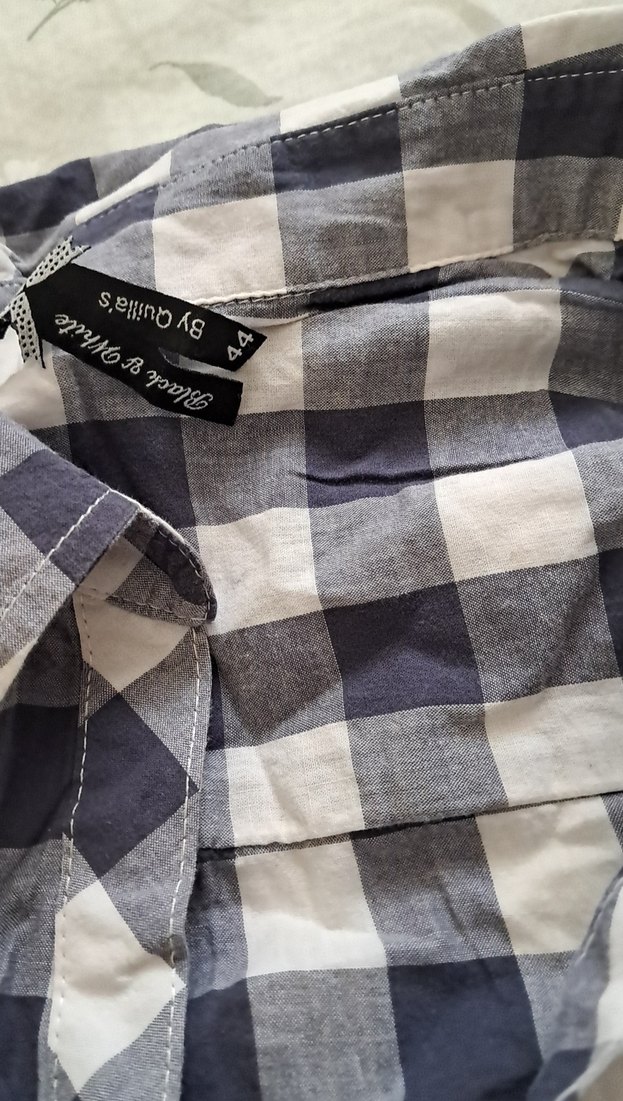 Gri Kareli Uzun Kollu Keten Gömlek - Görsel 3