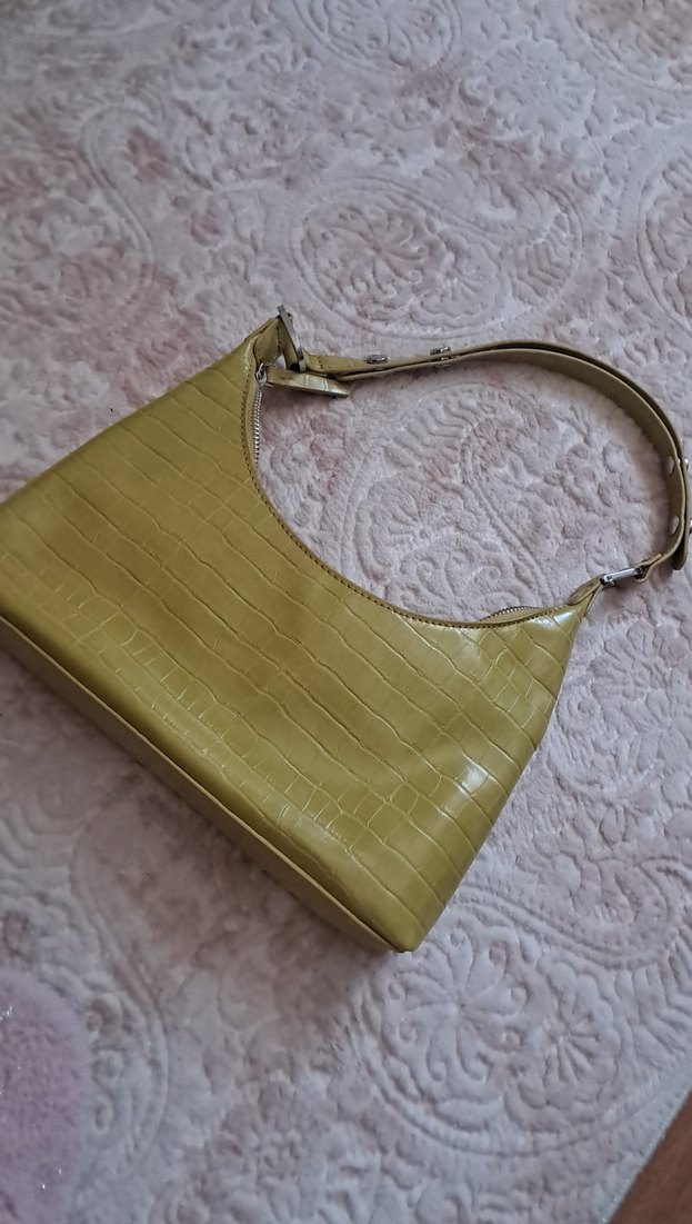 Sarı Yılan Derisi Desenli Kadın Deri Çanta - Görsel 2