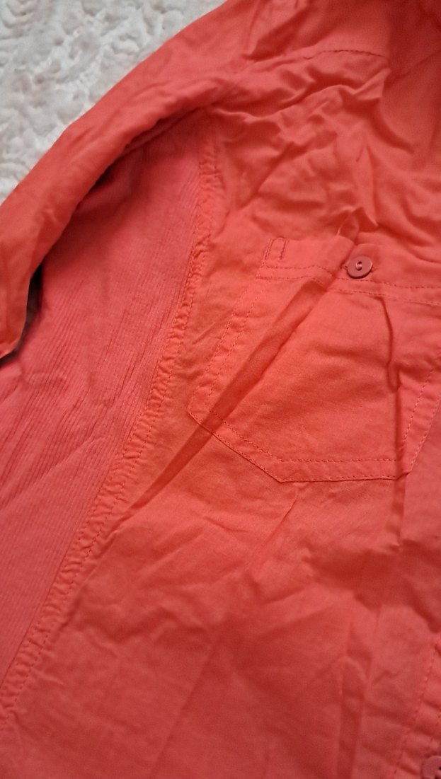 Kırmızı Keten Düğmeli Kadın Gömlek - Görsel 3