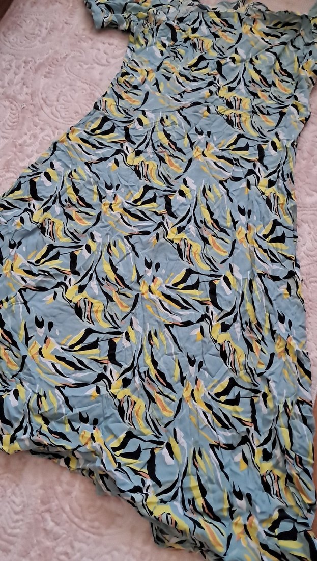 V yaka uzun pilili bohem elbise - Görsel 2