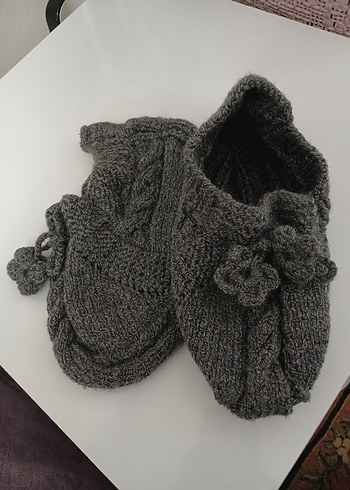 Gri Örgü Kadın Patik - Görsel 5