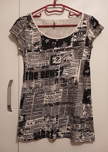 Desenli Tişört Siyah/Beyaz (S-M Uyumlu) - Görsel 4