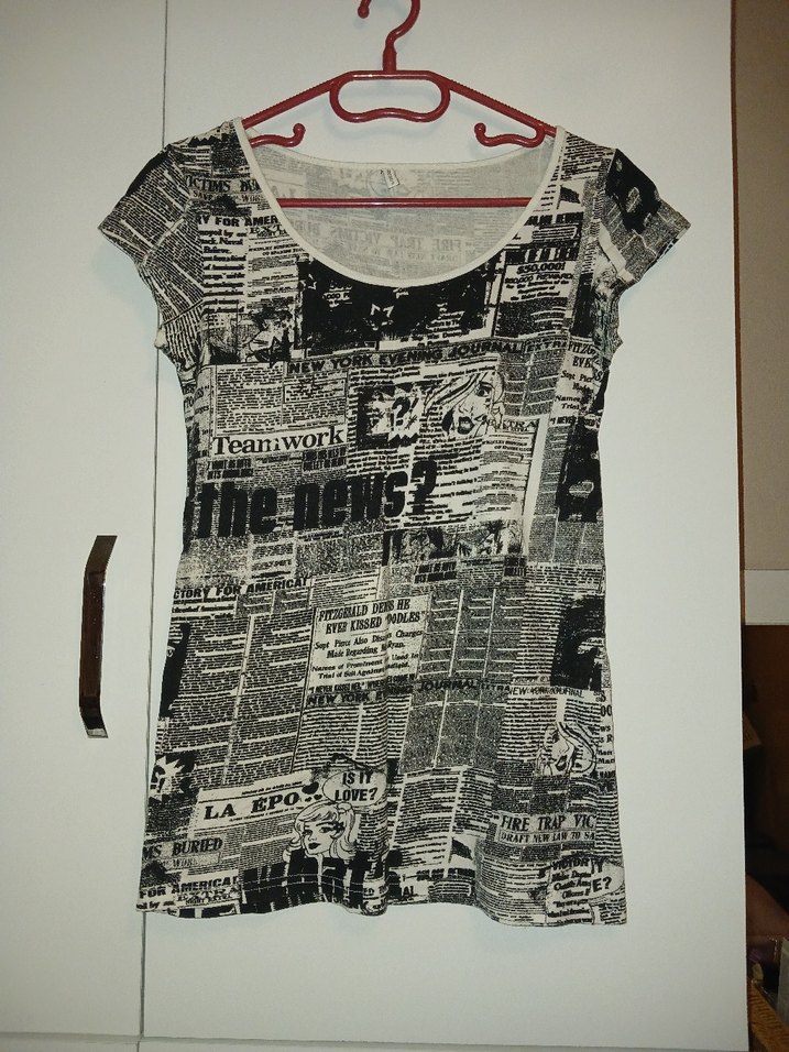 Desenli Tişört  Siyah/Beyaz (S-M Uyumlu) - Görsel 2