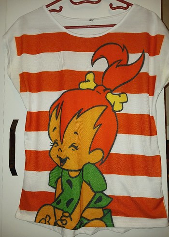 Çizgi Karakter Baskılı Oversize Tişört | ML Uyumlu - Görsel 2