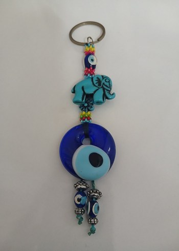 Nazar Boncuklu Fil Figürlü El Yapımı Anahtarlık - Görsel 4