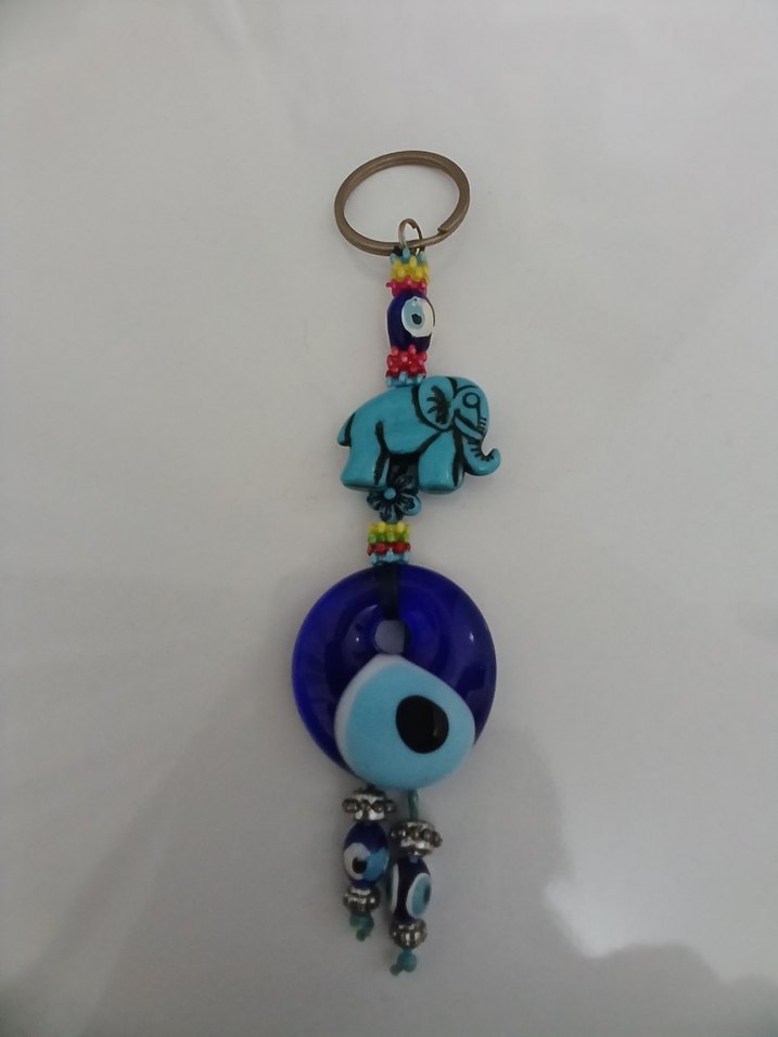 Nazar Boncuklu Fil Figürlü El Yapımı Anahtarlık - Görsel 5