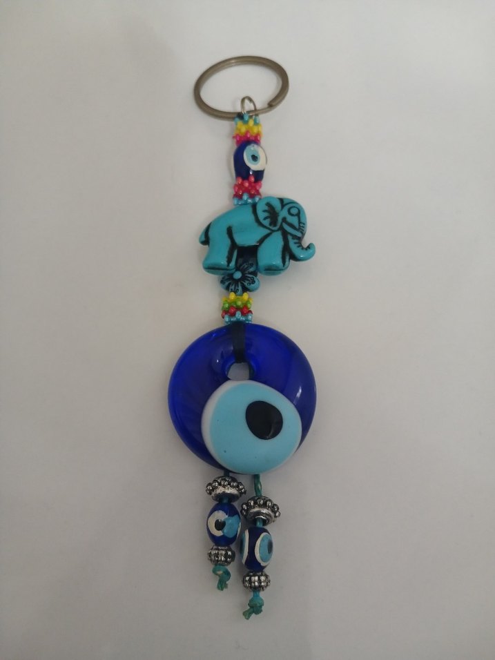 Nazar Boncuklu Fil Figürlü El Yapımı Anahtarlık - Görsel 4
