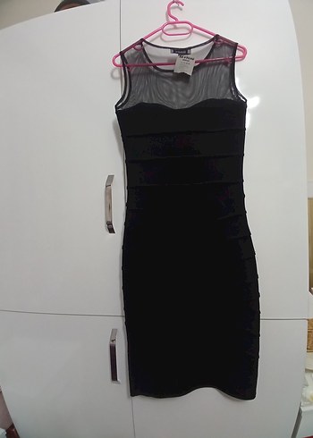 Miss Sandro Siyah Likralı Tül Detaylı Şık Elbise (Yeni Etiketli) - Görsel 7