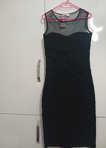 Miss Sandro Siyah Likralı Tül Detaylı Şık Elbise (Yeni Etiketli) - Görsel 6