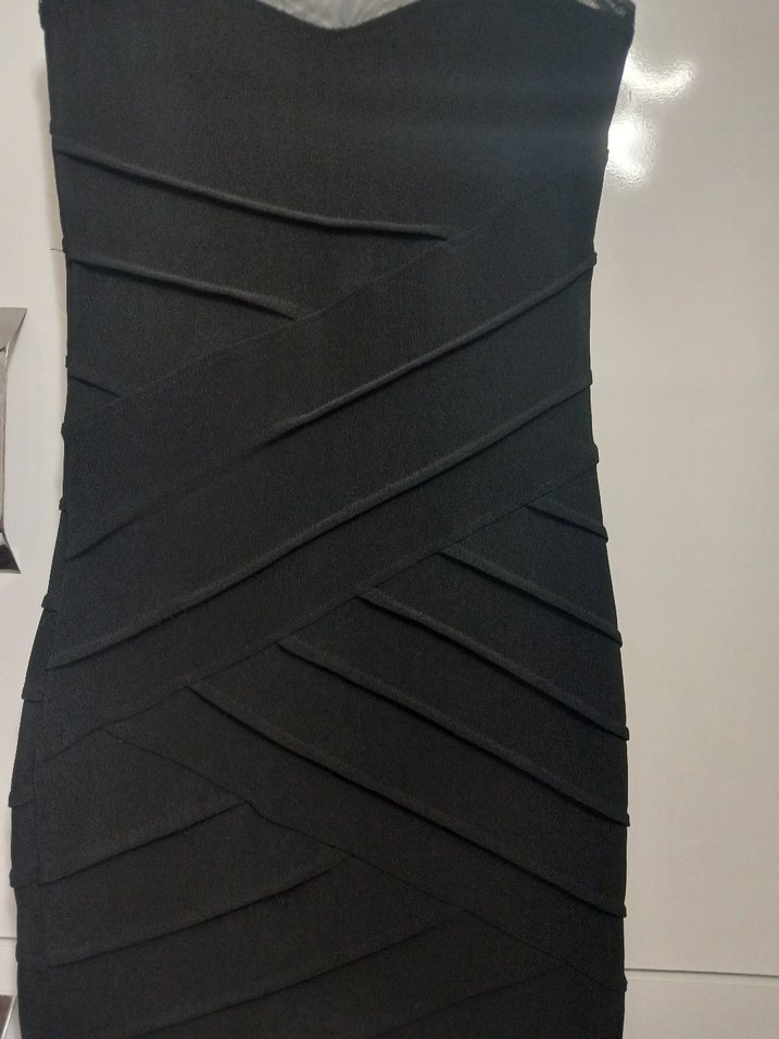 Miss Sandro Siyah Likralı Tül Detaylı Şık Elbise (Yeni Etiketli) - Görsel 4