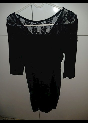 Dantel Detaylı Siyah Midi Kalem Elbise - Görsel 6