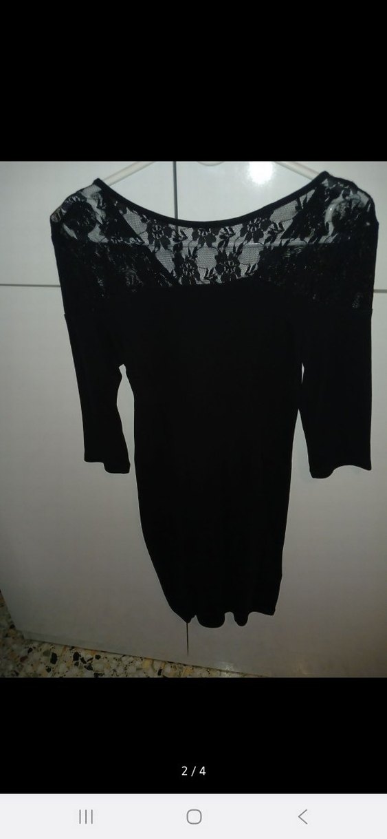 Dantel Detaylı Siyah Midi Kalem Elbise - Görsel 4