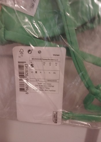 s Beden Parlak Yeşil Strappy Bikini Üstü