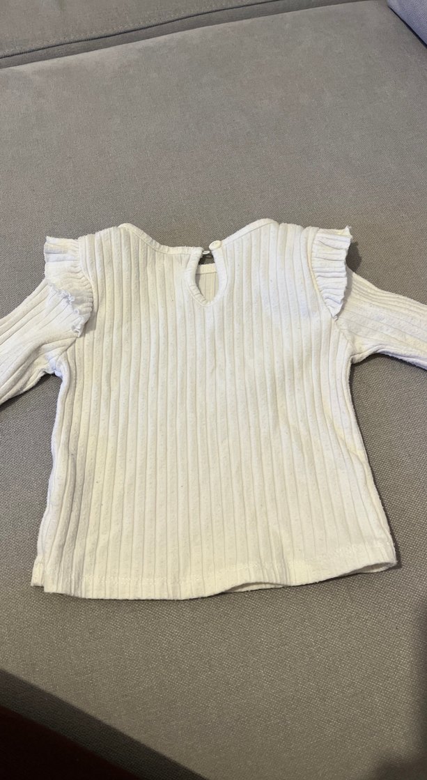 Kız Çocuk Beyaz Pilili Uzun Kollu Bluz - Görsel 3