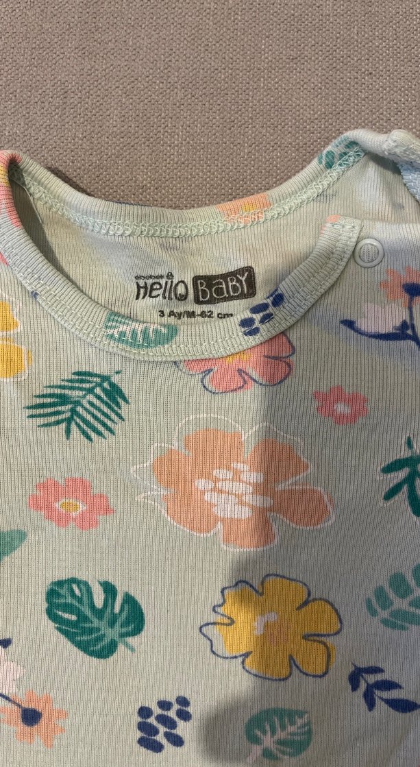 Çiçek Desenli Uzun Kollu Bebek Body - Görsel 2