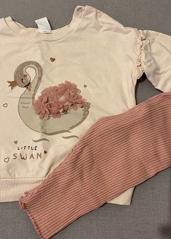 Pembe Uzun Kollu Örme Kız Bebek Takımı - Görsel 2