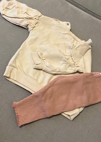 Pembe Uzun Kollu Örme Kız Bebek Takımı - Görsel 4