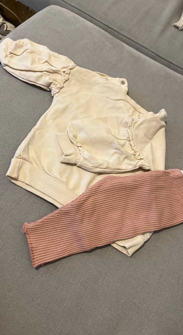 Pembe Uzun Kollu Örme Kız Bebek Takımı - Görsel 4