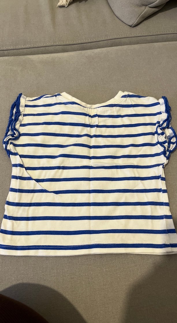 Mavi Çizgili Kız Tişörtü, Kısa Kollu - Görsel 5