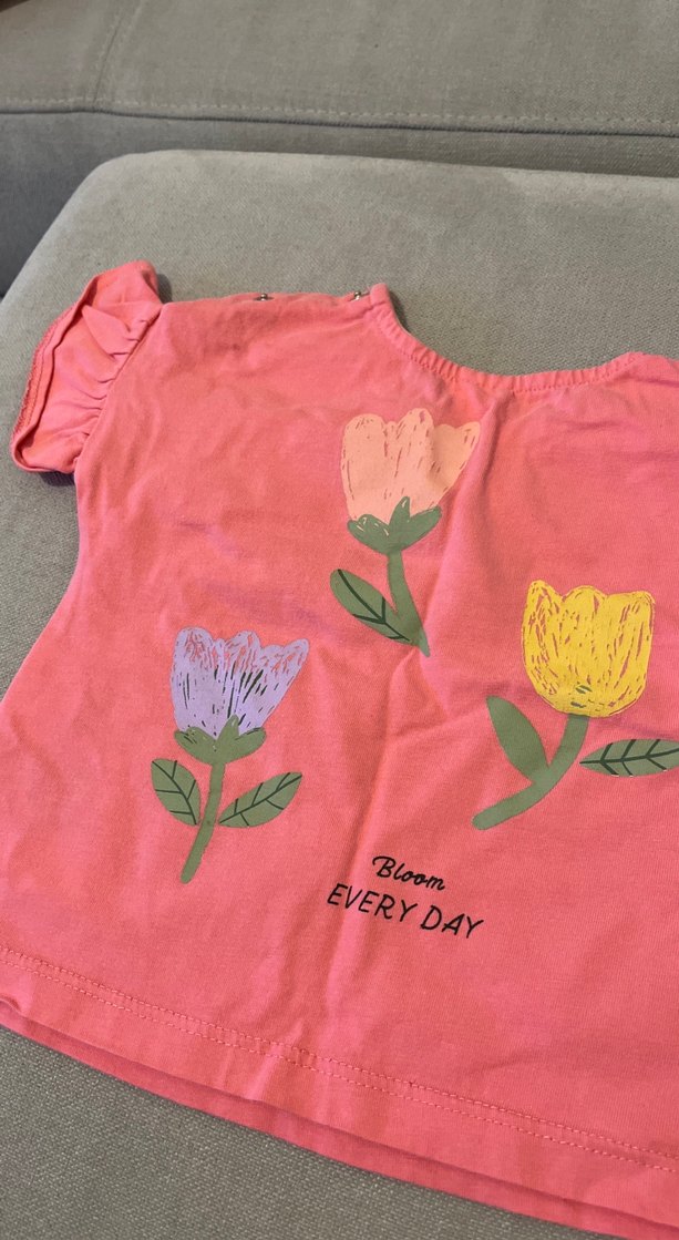 Kız Çocuk Pembe Fırfırlı Tişört - Görsel 4