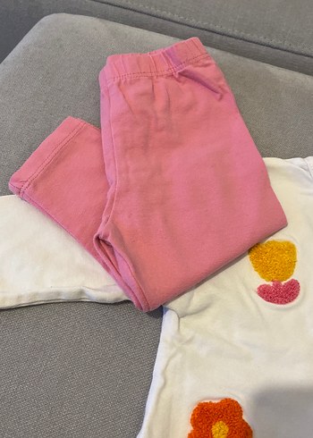 Beyaz Çiçek Baskılı Uzun Kollu Bebek Kız Takımı - Görsel 2