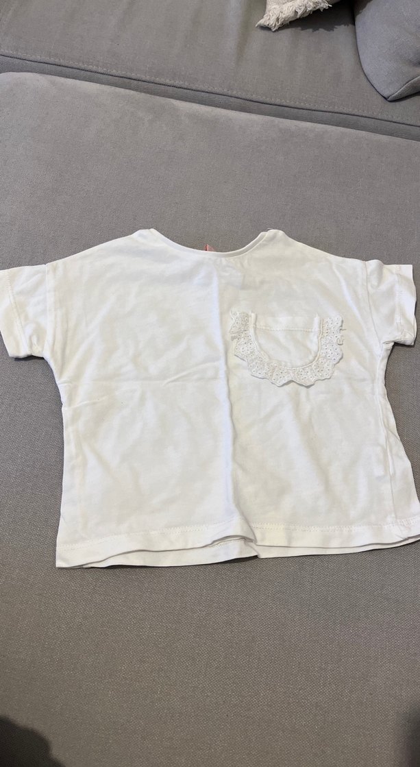 Kız Çocuk Krem Dantelli Keten Bluz - Görsel 2