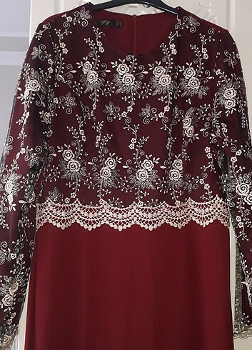 Bordo dantel tessetür abiye