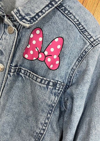 4 Yaş Beden mavi Renk Kız Çocuk Renkli Nakışlı Denim Ceket