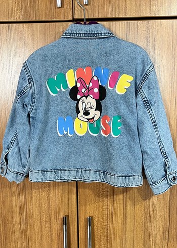 4 Yaş Beden Kız Çocuk Renkli Nakışlı Denim Ceket