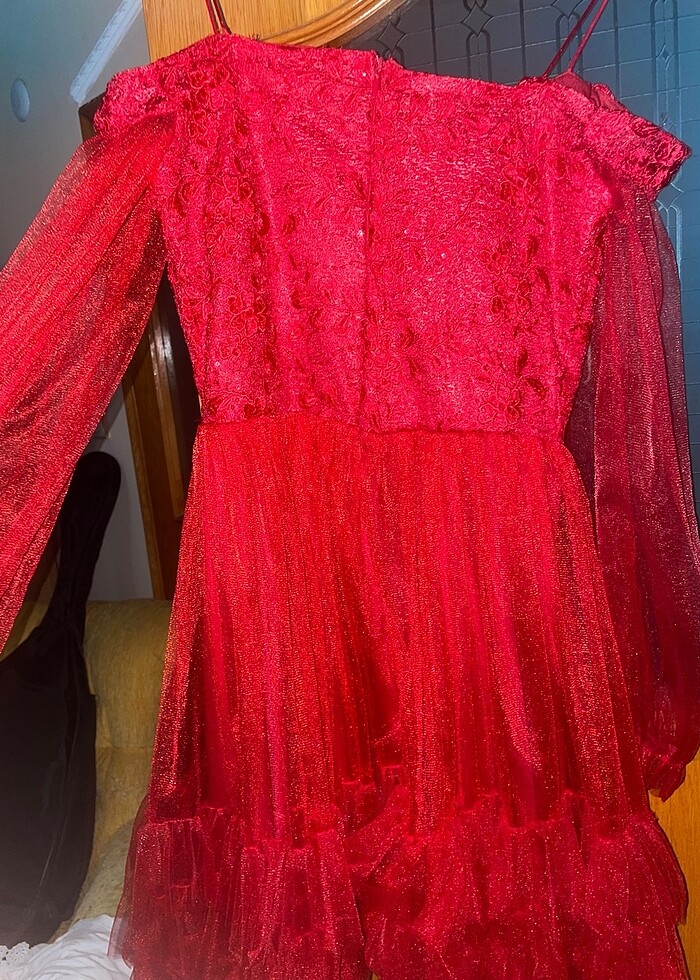 bordo elbise - Görsel 4