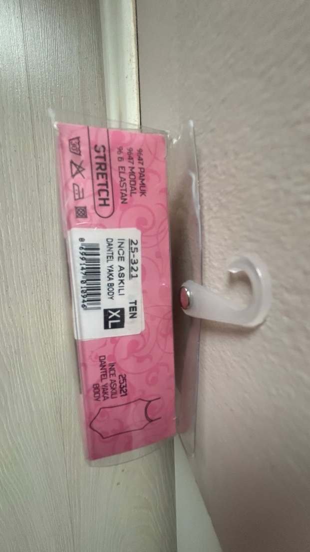 Ten rengi   İnce Askılı Dantel Yaka Bayan Body - Görsel 3