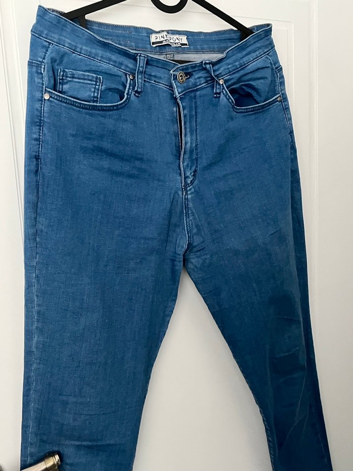 Parlak Mavi Bol Kesim Kadın Kot Pantolon - Görsel 3