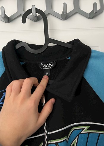 Mavi Baskılı Motorcu Tarzı Spor Ceket - Görsel 4