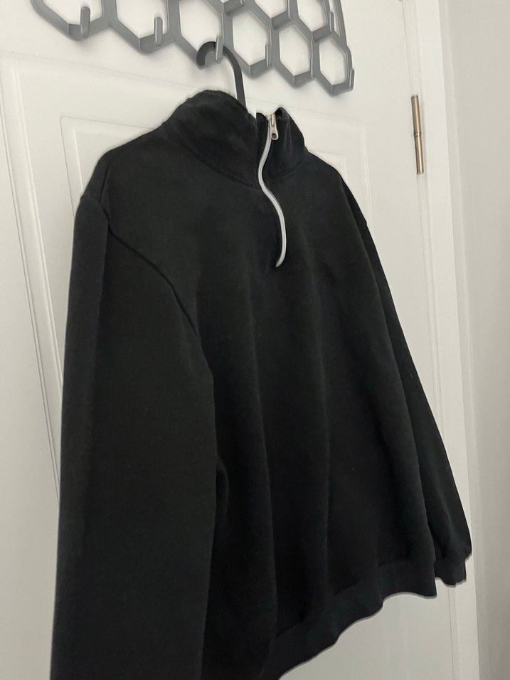 Yarım Fermuarlı Siyah Erkek Sweatshirt - Görsel 2