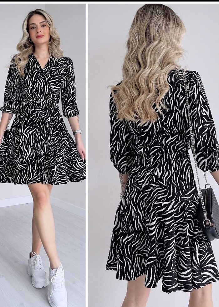 Zebra Desenli Elbise - Görsel 2