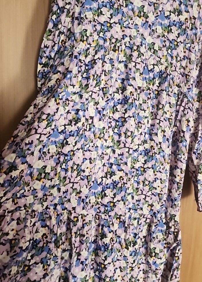 Mor çiçekli elbise hamile giyim - Görsel 3